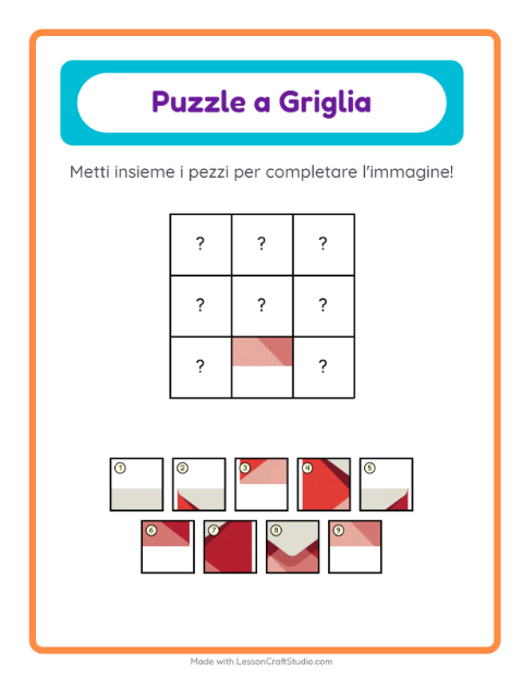 Anteprima della scheda di Abbinamento A Griglia con Ufficio postale per Scuola dell'infanzia (5-7 anni)