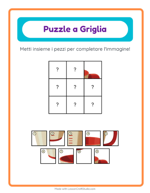 Anteprima della scheda di Abbinamento A Griglia con Utensili da cucina per Scuola dell'infanzia (5-7 anni)