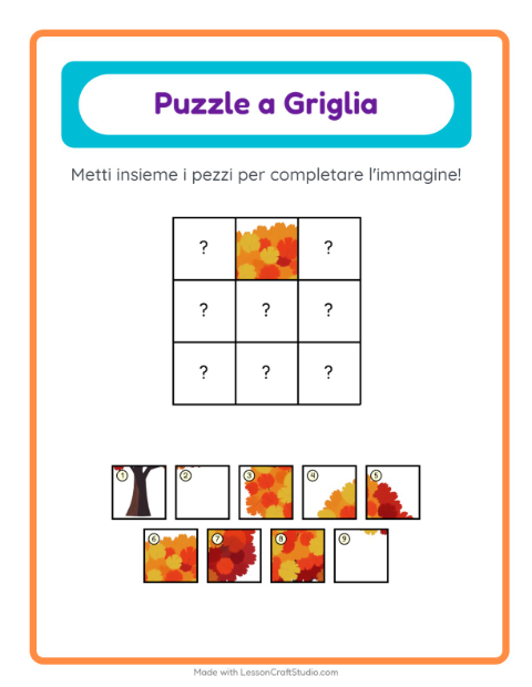 Anteprima della scheda di Abbinamento A Griglia con Varie per Scuola dell'infanzia (5-7 anni)