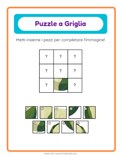 Anteprima della scheda di Abbinamento A Griglia con Verdure per Scuola dell'infanzia (5-7 anni)
