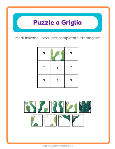 Anteprima della scheda di Abbinamento A Griglia con Vita oceanica per Scuola dell'infanzia (5-7 anni)