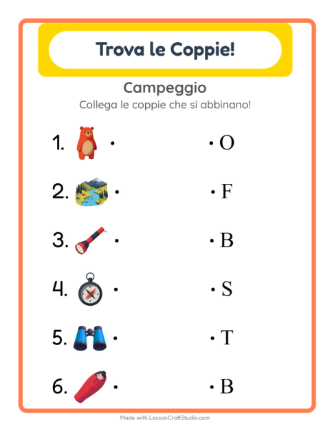 Anteprima della scheda di Abbinamento con Campeggio per Scuola dell'infanzia (5-7 anni)