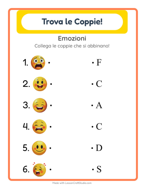 Abbina le lettere – Emozioni