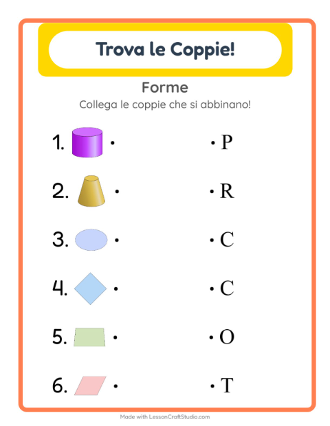 Anteprima della scheda di Abbinamento con Forme per Scuola dell'infanzia (5-7 anni)