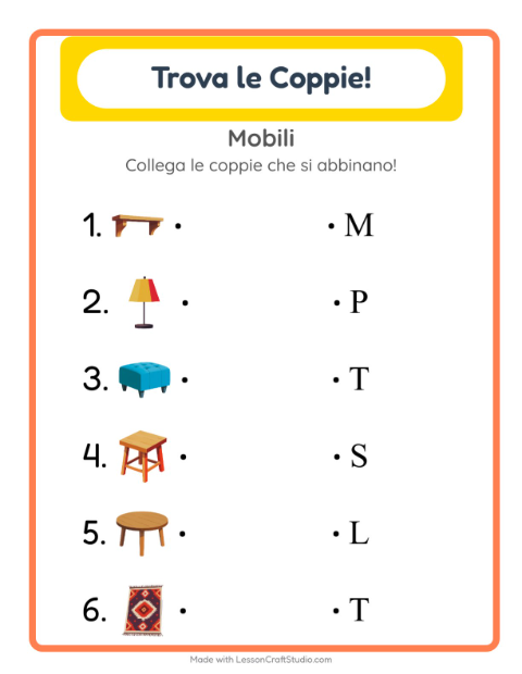 Anteprima della scheda di Abbinamento con Mobili per Scuola dell'infanzia (5-7 anni)