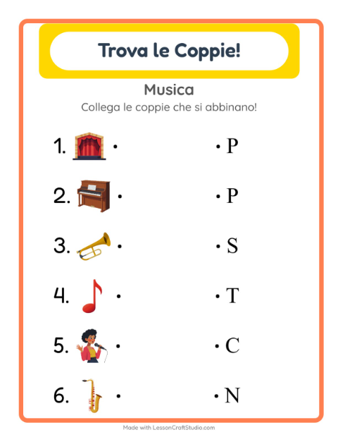Anteprima della scheda di Abbinamento con Musica per Scuola dell'infanzia (5-7 anni)