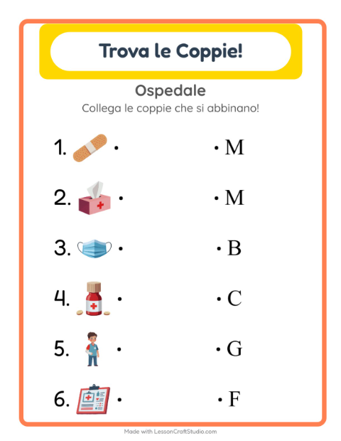 Anteprima della scheda di Abbinamento con Ospedale per Scuola dell'infanzia (5-7 anni)