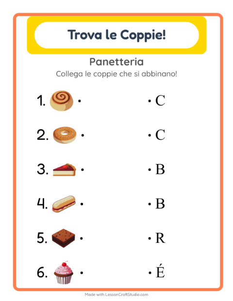 Anteprima della scheda di Abbinamento con Panetteria per Scuola dell'infanzia (5-7 anni)