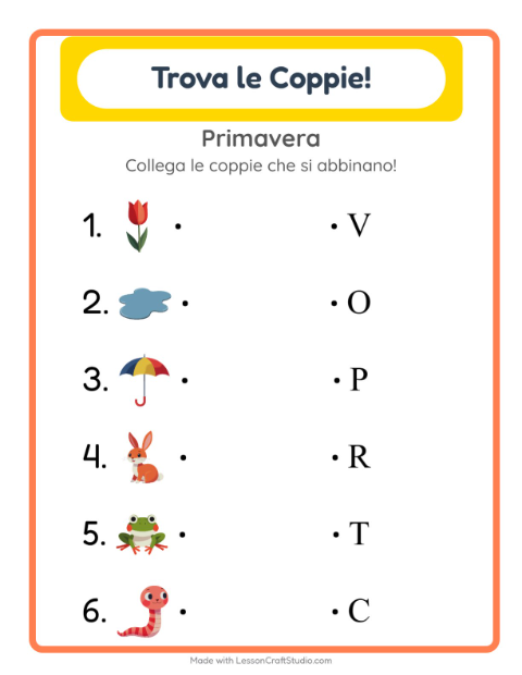Anteprima della scheda di Abbinamento con Primavera per Scuola dell'infanzia (5-7 anni)
