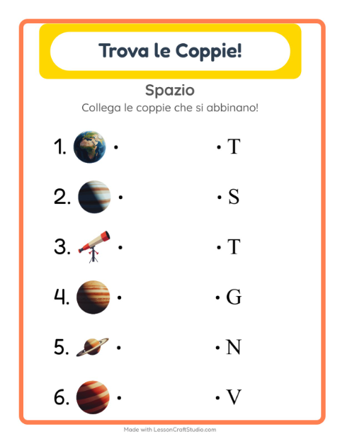 Anteprima della scheda di Abbinamento con Spazio per Scuola dell'infanzia (5-7 anni)
