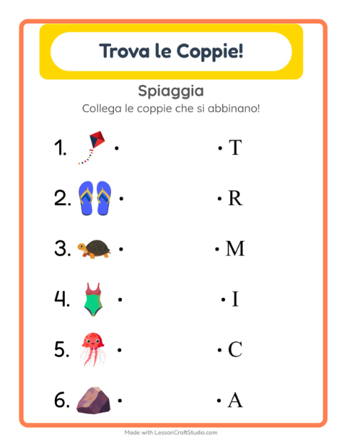 Anteprima della scheda di Abbinamento con Spiaggia per Scuola dell'infanzia (5-7 anni)
