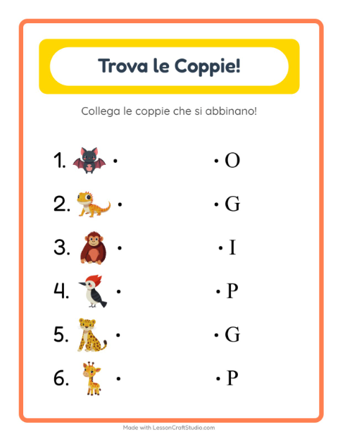 Anteprima della scheda di Abbinamento per Scuola dell'infanzia (5-7 anni)