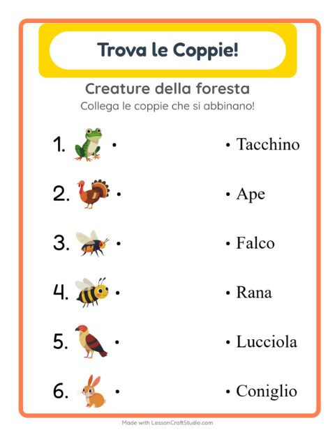 Anteprima della scheda di Abbinamento per Scuola dell'infanzia (5-7 anni)