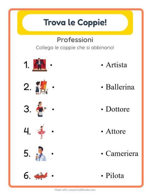 Anteprima della scheda di Abbinamento per Scuola dell'infanzia (5-7 anni)