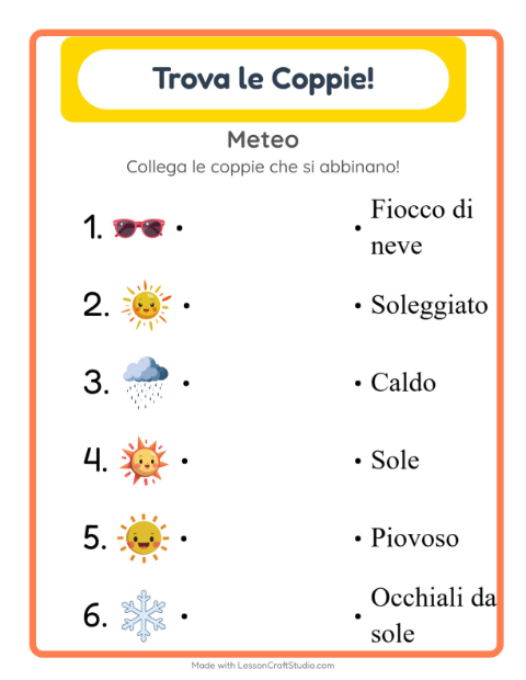 Anteprima della scheda di Abbinamento per Scuola dell'infanzia (5-7 anni)