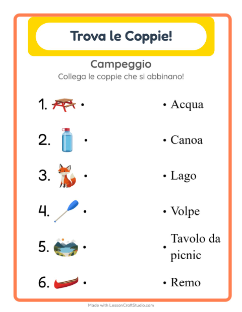 Anteprima della scheda di Abbinamento per Scuola dell'infanzia (5-7 anni)