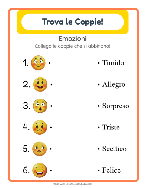 Anteprima della scheda di Abbinamento per Scuola dell'infanzia (5-7 anni)