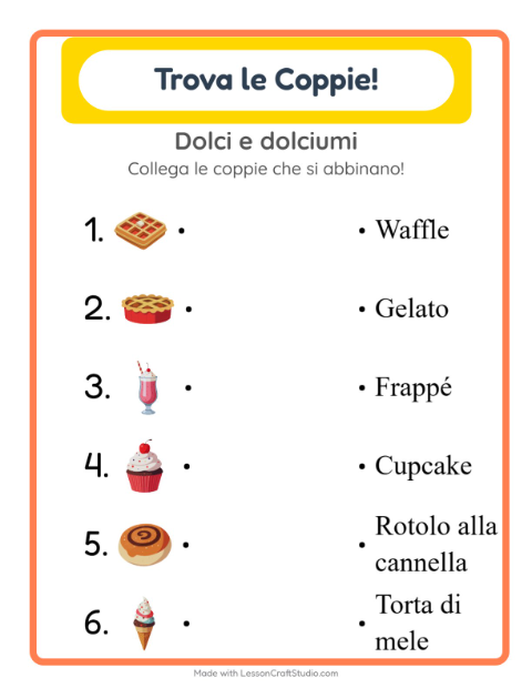 Anteprima della scheda di Abbinamento per Scuola dell'infanzia (5-7 anni)