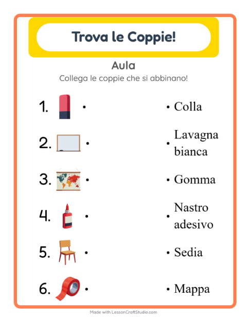 Anteprima della scheda di Abbinamento per Scuola dell'infanzia (5-7 anni)