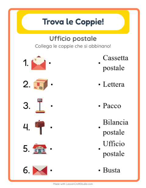 Anteprima della scheda di Abbinamento per Scuola dell'infanzia (5-7 anni)