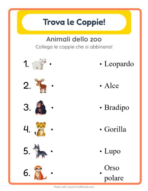 Anteprima della scheda di Abbinamento per Scuola dell'infanzia (5-7 anni)