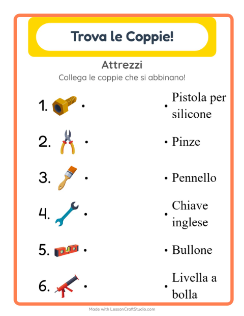 Anteprima della scheda di Abbinamento per Scuola dell'infanzia (5-7 anni)