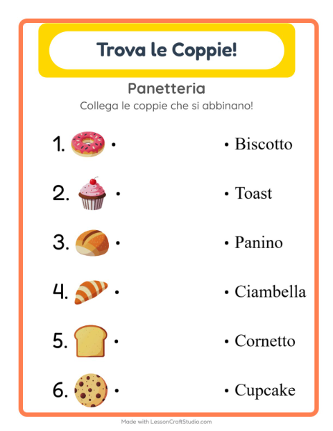 Anteprima della scheda di Abbinamento per Scuola dell'infanzia (5-7 anni)