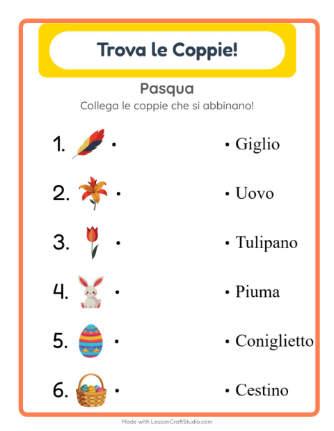 Anteprima della scheda di Abbinamento per Scuola dell'infanzia (5-7 anni)