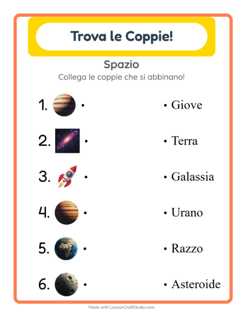 Anteprima della scheda di Abbinamento per Scuola dell'infanzia (5-7 anni)