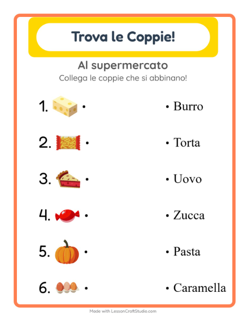 Anteprima della scheda di Abbinamento per Scuola dell'infanzia (5-7 anni)