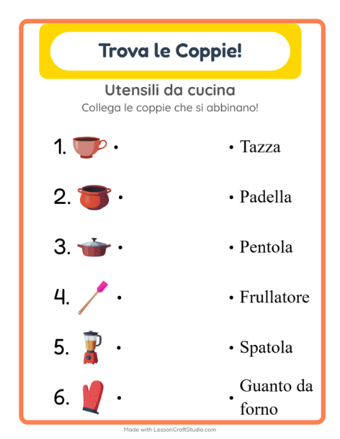 Anteprima della scheda di Abbinamento per Scuola dell'infanzia (5-7 anni)