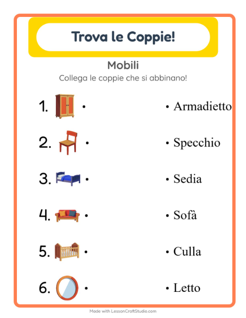 Anteprima della scheda di Abbinamento per Scuola dell'infanzia (5-7 anni)