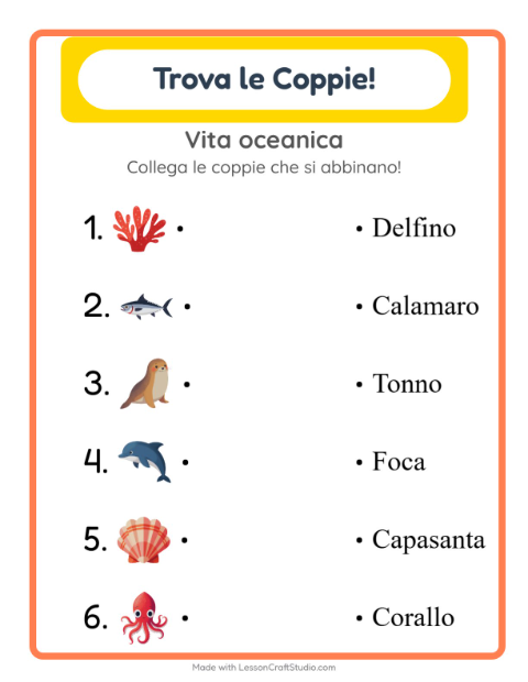 Anteprima della scheda di Abbinamento per Scuola dell'infanzia (5-7 anni)