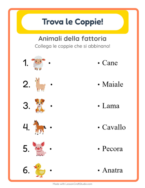Anteprima della scheda di Abbinamento per Scuola dell'infanzia (5-7 anni)