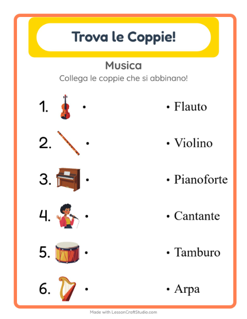 Anteprima della scheda di Abbinamento per Scuola dell'infanzia (5-7 anni)