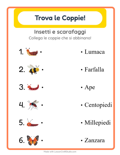 Anteprima della scheda di Abbinamento per Scuola dell'infanzia (5-7 anni)