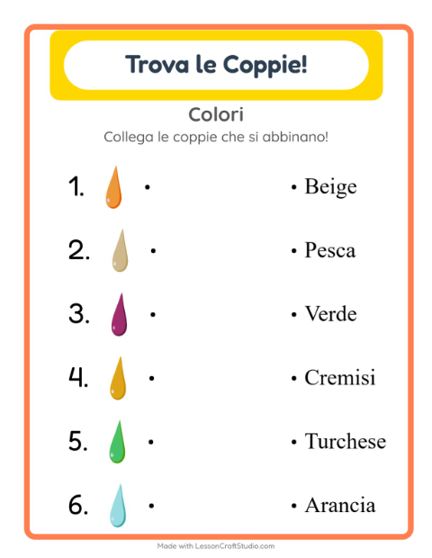 Anteprima della scheda di Abbinamento per Scuola dell'infanzia (5-7 anni)