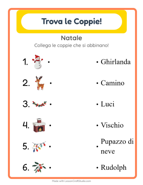 Anteprima della scheda di Abbinamento per Scuola dell'infanzia (5-7 anni)