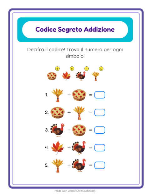 Decodifica e somma – Giorno del Ringraziamento