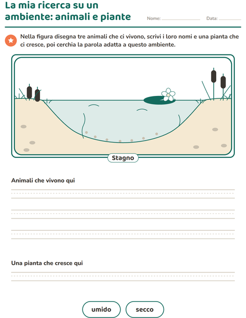 Anteprima della scheda di Ambienti degli animali per Scuola primaria classe seconda