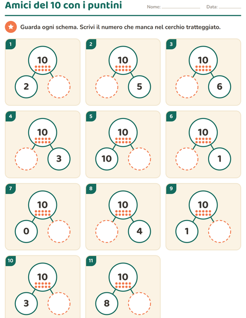 Anteprima della scheda di Amici del 10 per Scuola dell'infanzia (5-7 anni)
