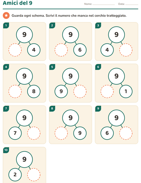 Anteprima della scheda di Amici del 10 per Scuola dell'infanzia (5-7 anni)