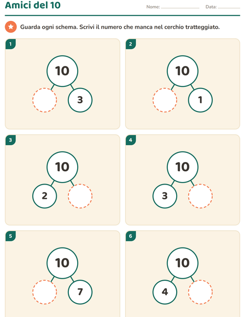 Anteprima della scheda di Amici del 10 per Scuola dell'infanzia (5-7 anni)