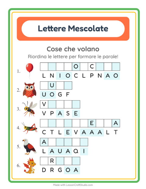 Anagrammi – Cose che volano