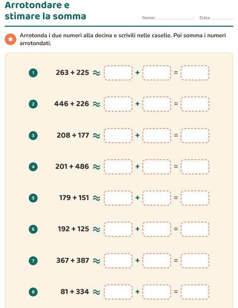 Anteprima della scheda di Arrotondare i numeri per Scuola primaria classe terza