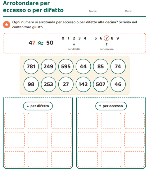 Anteprima della scheda di Arrotondare i numeri per Scuola primaria classe terza