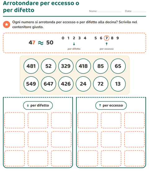 Per eccesso o per difetto? Smista dodici numeri