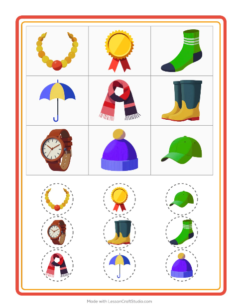 Anteprima della scheda di Bingo con Accessori per Scuola dell'infanzia (5-7 anni)