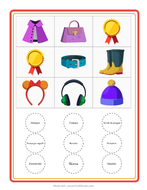 Anteprima della scheda di Bingo con Accessori per Scuola dell'infanzia (5-7 anni)