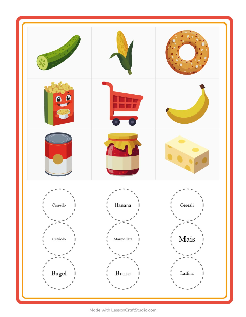 Anteprima della scheda di Bingo con Al supermercato per Scuola dell'infanzia (5-7 anni)